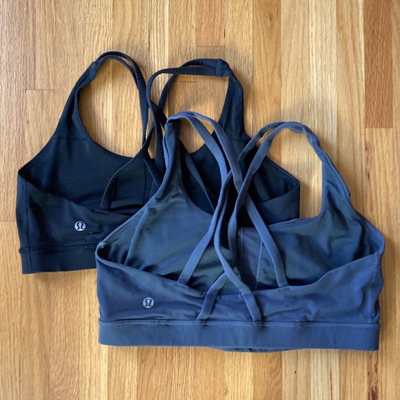 Lululemon Energy Bra Sports Lot Black Gunmetal Gray - Set of 2 - Size 10 - Picture 1 of 7